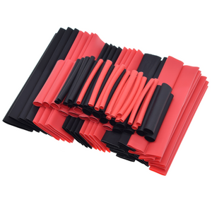 150 Piece Red & Black Heatshrink Assortment Kit (2:1 Shrink Ratio)